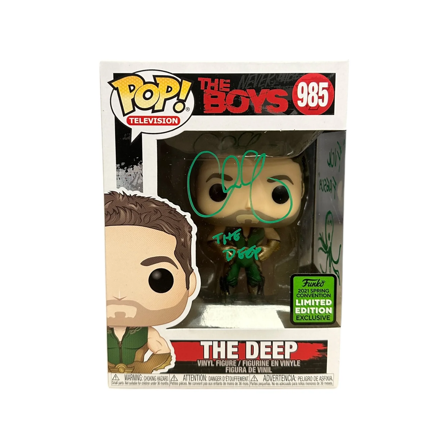 Chace Crawford Signed The Deep #985 Funko Pop! - The Boys - ECCC 2021 Shared Exclusive - SWAU COA