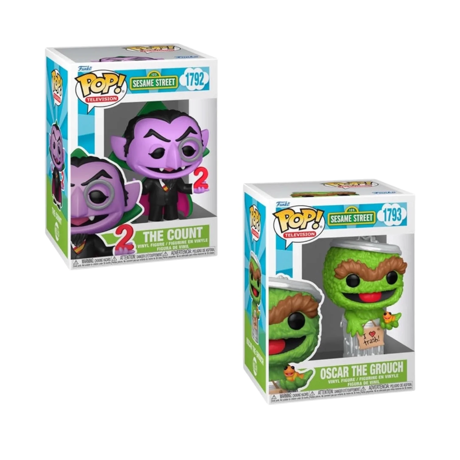 Sesame Street Funko Bundle - The Count #1792 Funko Pop!+ Oscar the Grouch #1793 Funko Pop!