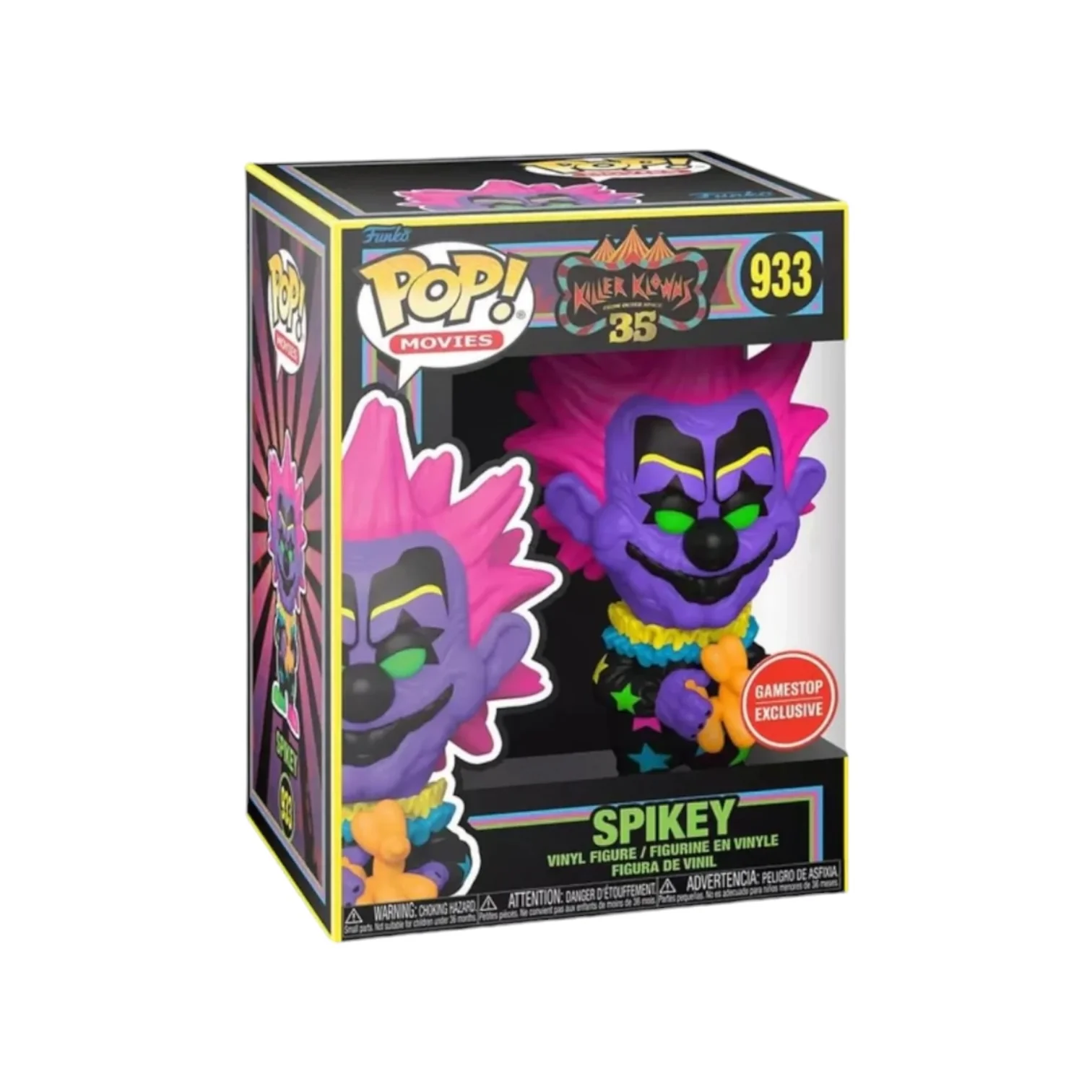 Spikey #933 (Blacklight) Funko Pop! - Killer Klowns From Outer Space 35 - Gamestop Exclusive
